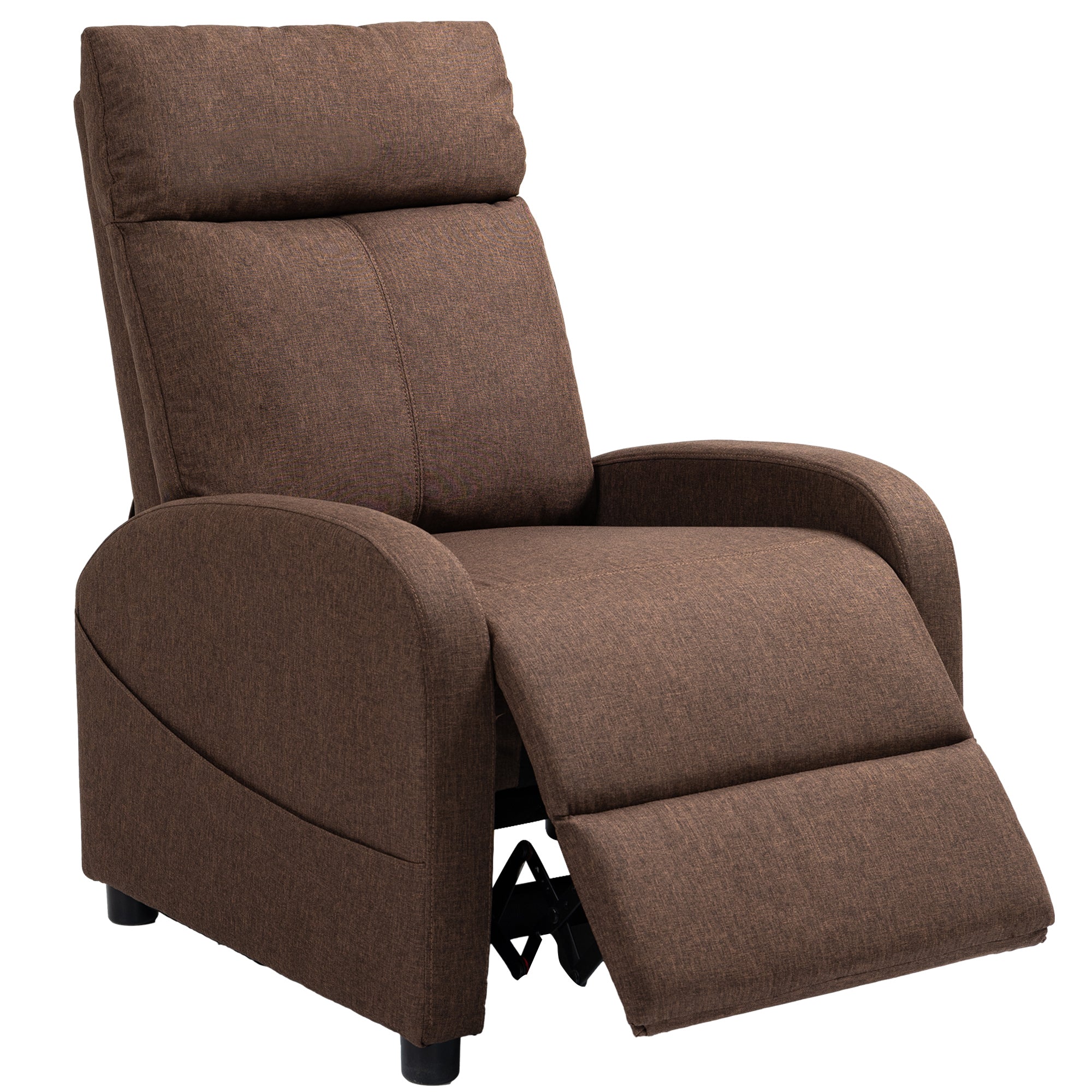 Reclining Relax Chair with Footrest in Linen Effect Fabric, 69x85x100 cm, Brown