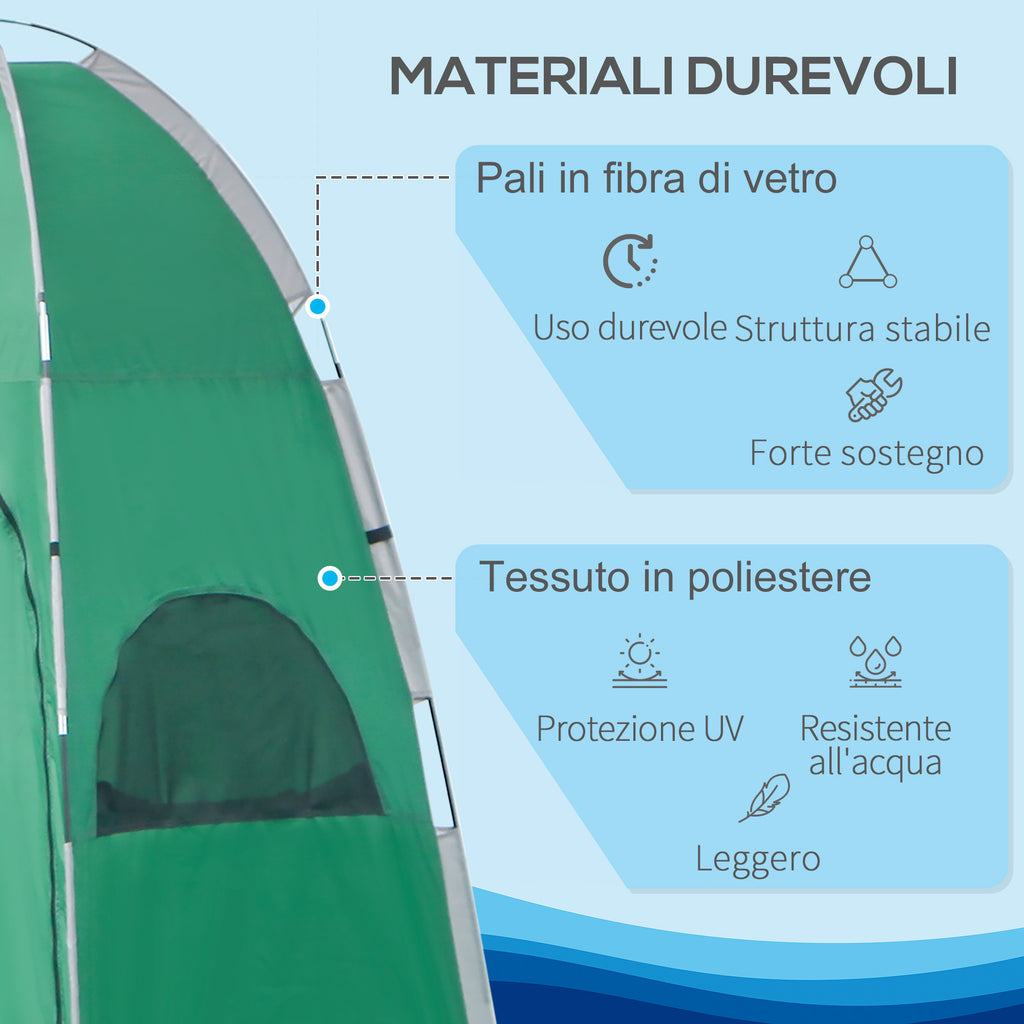 Camping Shower Tent with Carry Bag and Storage Pocket 122x122x213cm, Green