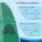 Camping Shower Tent with Carry Bag and Storage Pocket 122x122x213cm, Green