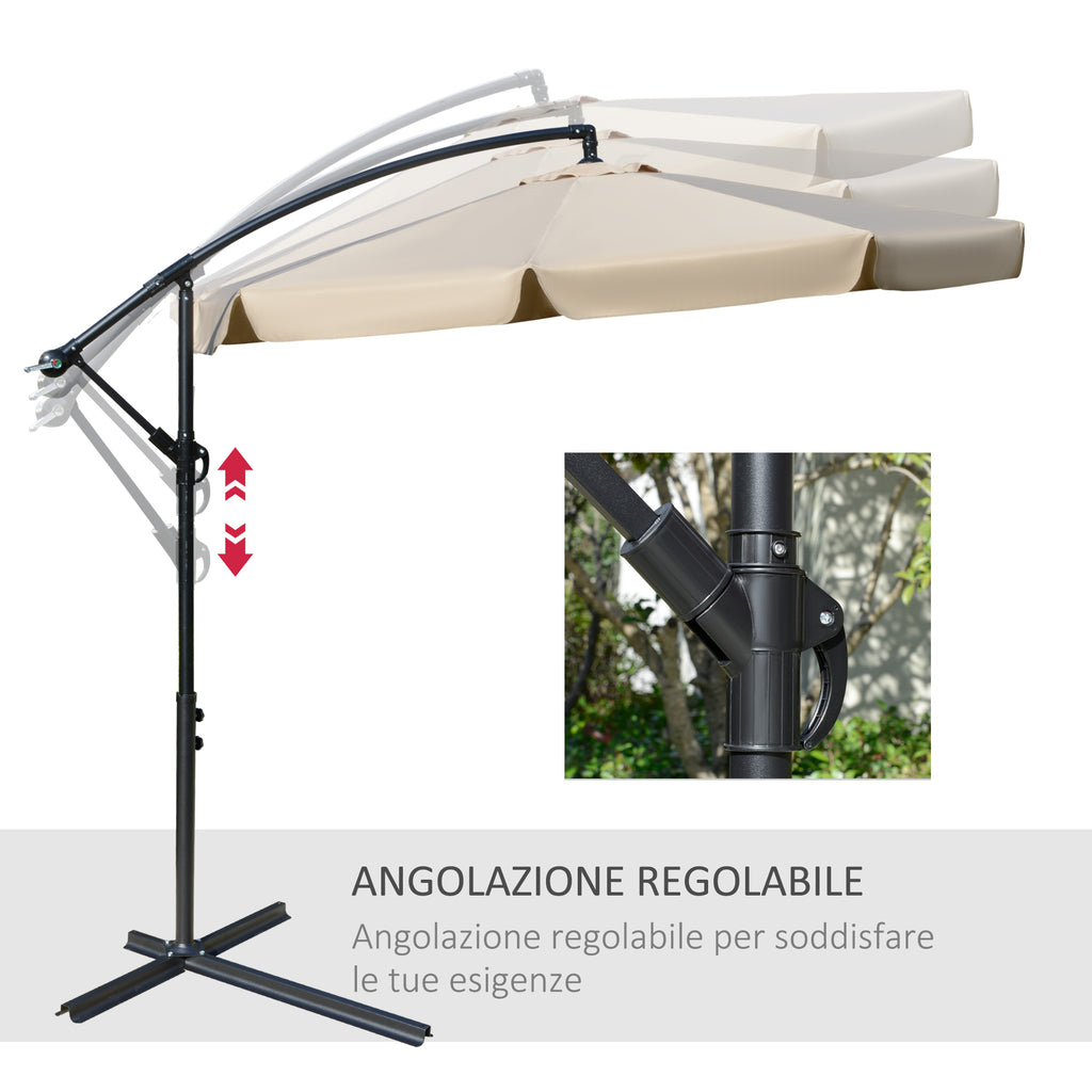 Ø2.7x2.7m Garden Umbrella with Adjustable Canopy, Light Brown