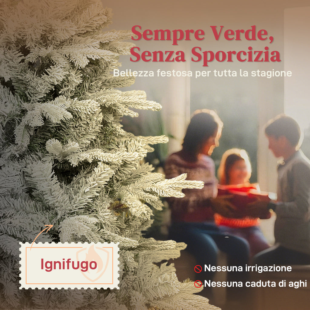 150cm Tall Snow-Covered Christmas Tree with Realistic Branches and Foldable Metal Base