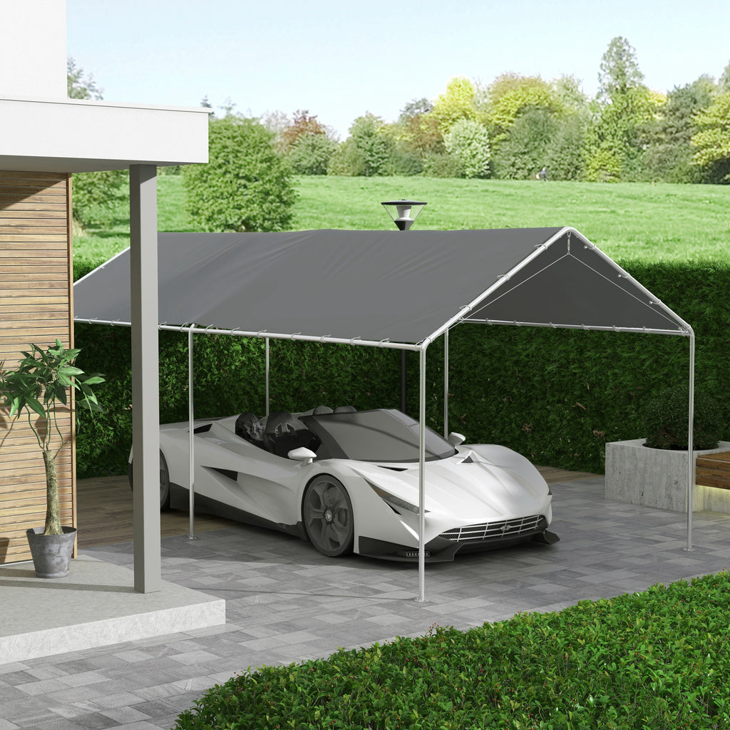 Outsunny 6x3m Dark Grey Anti-UV PE Carport Replacement Cover with Bungee Cords