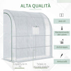 Outsunny 3-Tier Lean-To Greenhouse with Roll-Up Doors and Windows, PE and Steel, 200x100x215 cm, Green and White
