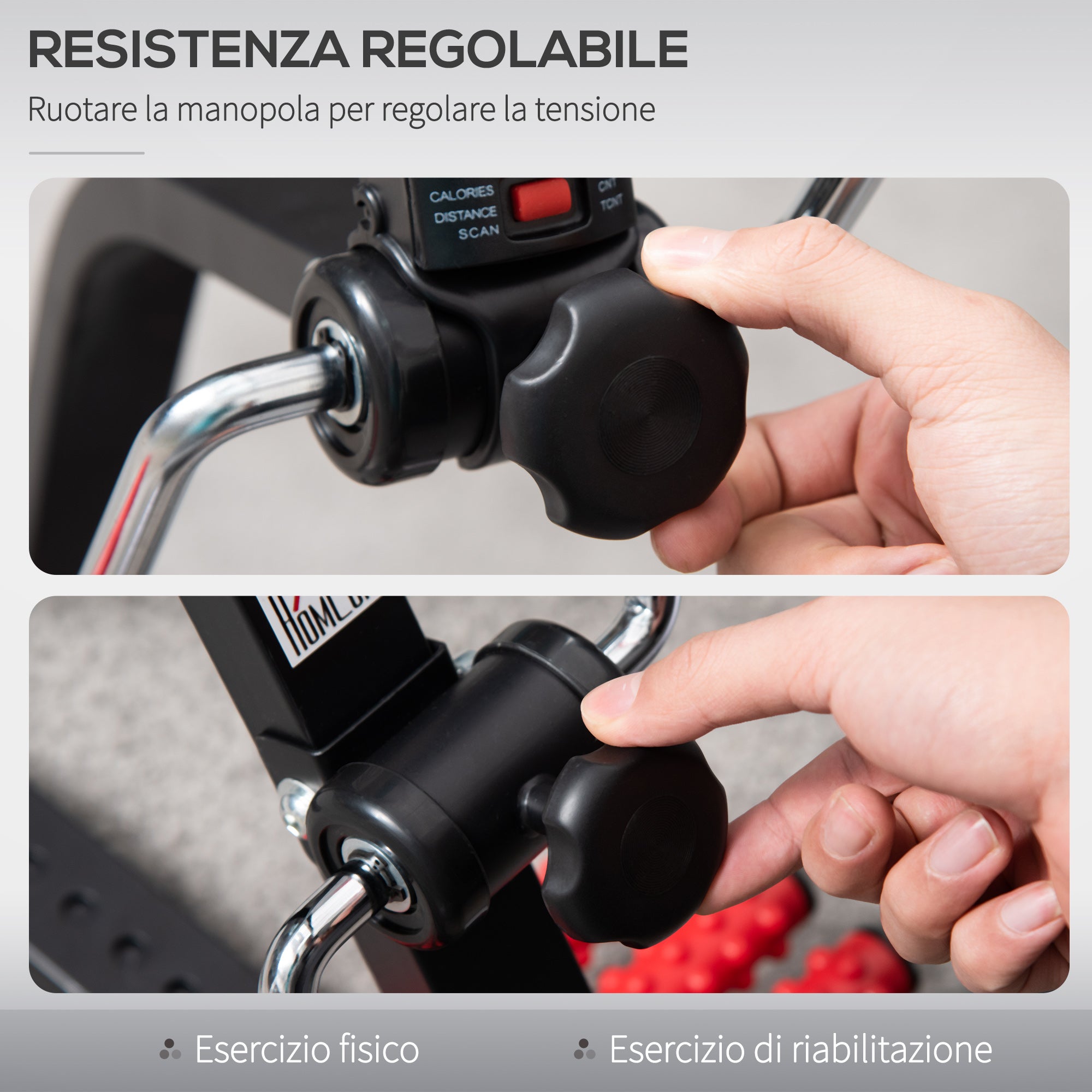 Arm and Leg Pedal Exerciser with LCD Screen, Adjustable Height and Resistance, 56x44-56x75-97 cm