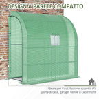 Outsunny Wall-Mounted Greenhouse with 2 Shelves for Plants and Flowers in Steel and PE, 200x100x215 cm, Green