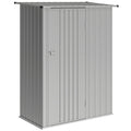 Outsunny Metal Tool Shed with Sloped Roof and Lockable Door, 142x86x189 cm, Silver