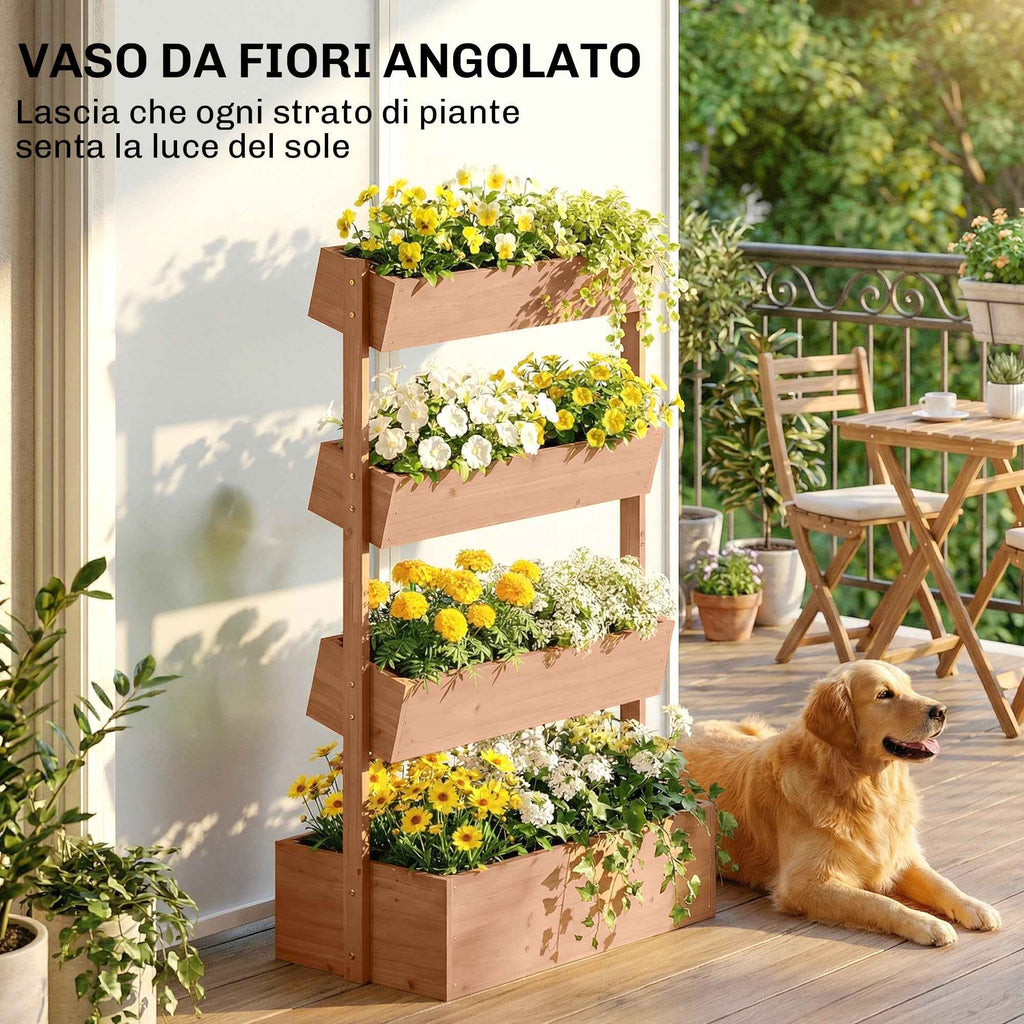 Outsunny Raised Garden Bed, Vertical Wooden Planter with Drainage and Lining.