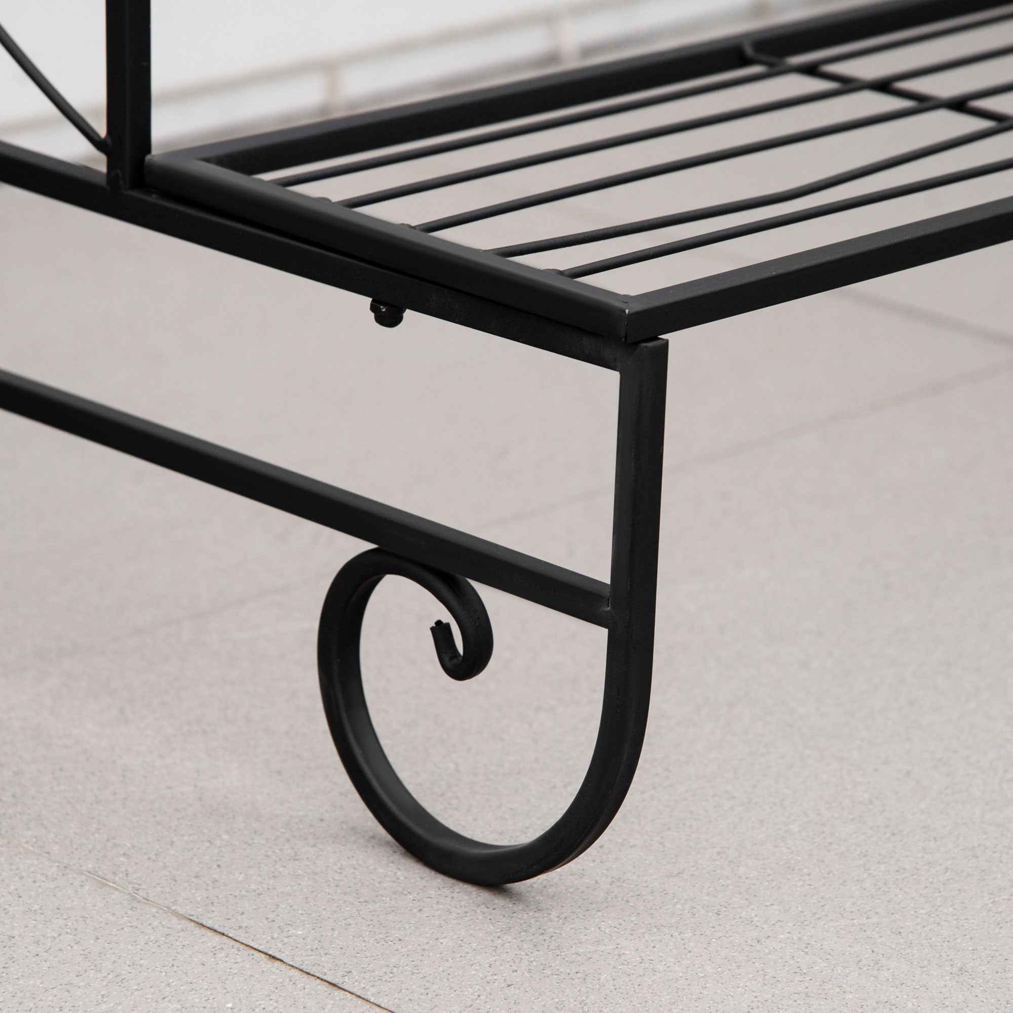 Outsunny Wrought Iron Plant Stand, 3-Tier Outdoor Plant Ladder, Black