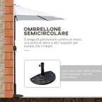 Crescent Moon Terrace Umbrella with Crank Opening and 2-Section Pole, 2.6x1.35 m, White