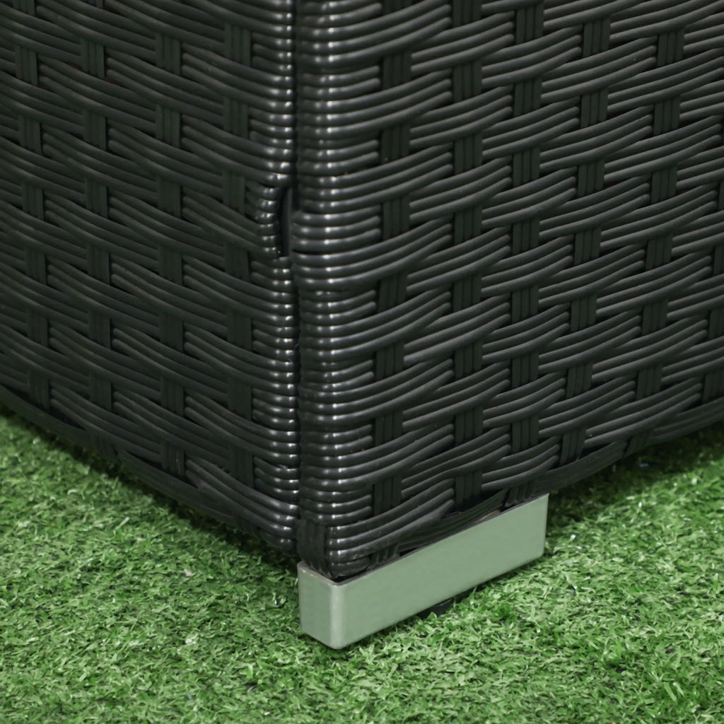 Rattan and Steel Garden Storage Chest with Lid, 95x60x53cm, Black - Borge' Group Limited
