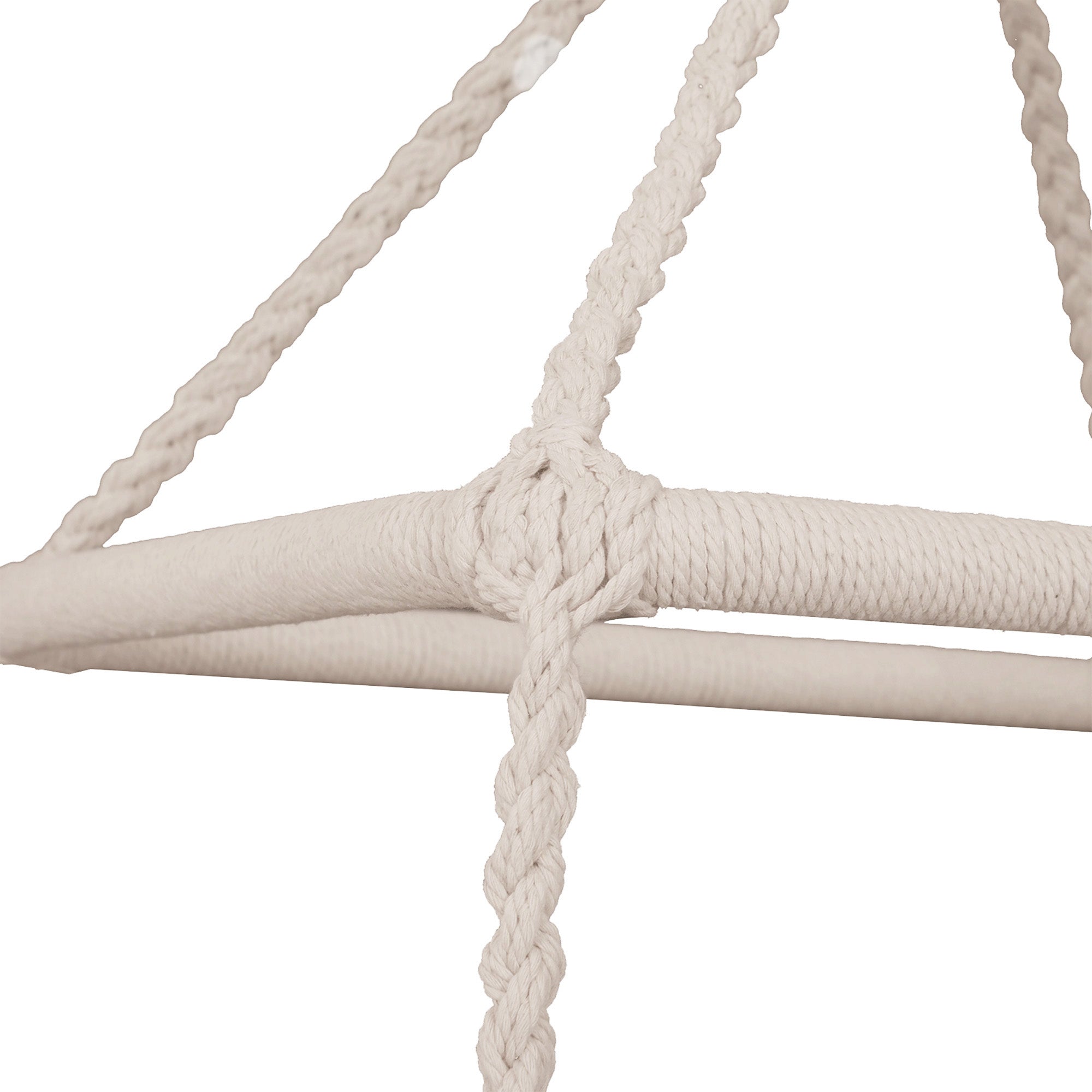 Hammock Swing Chair in Wood and Cotton Rope, Beige, 80x140 cm