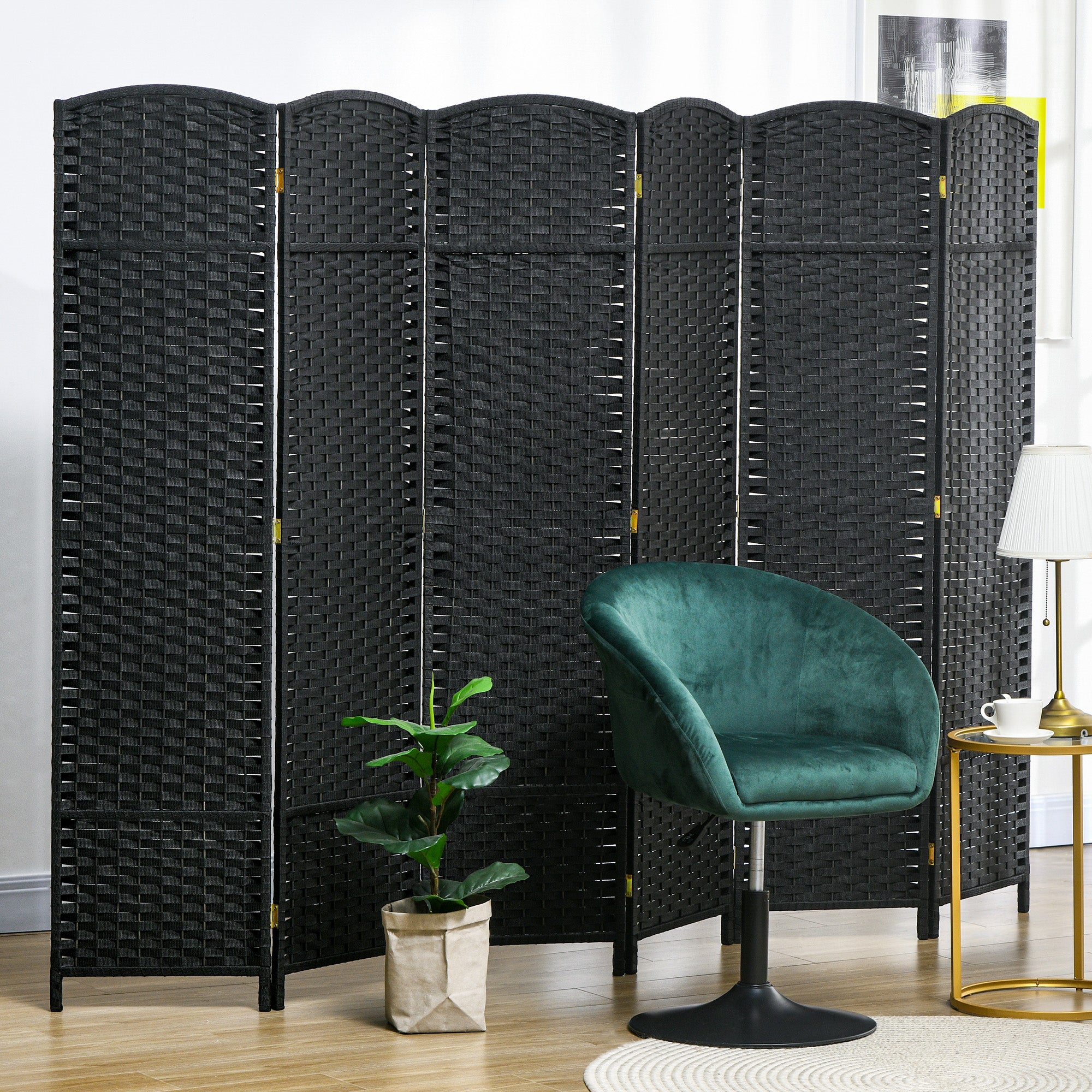 6-Panel Folding Room Divider, 240x170 cm, Black