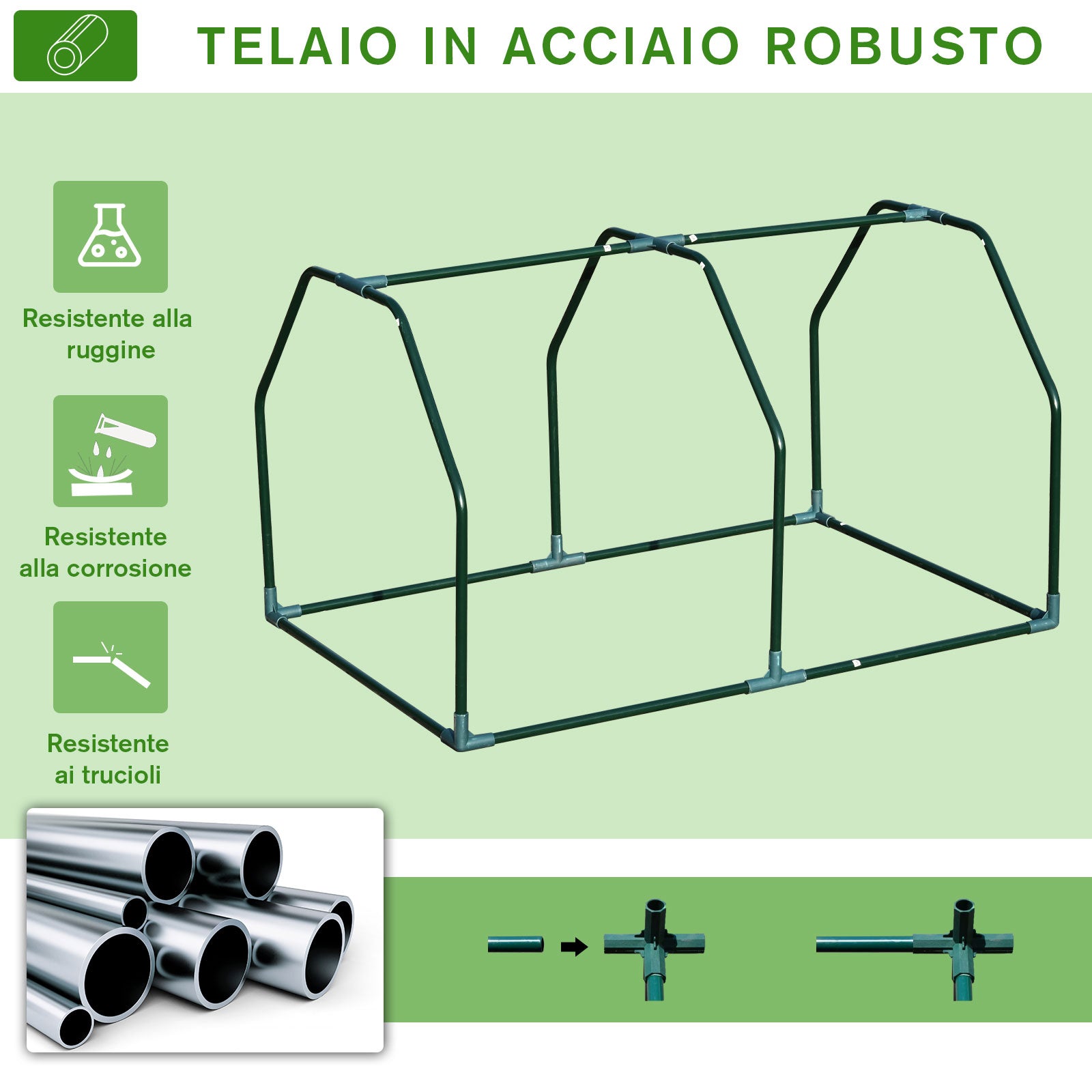 Mini Greenhouse for Garden and Balcony in PE Plastic and Steel with Zip Closure, 99x71x60 cm