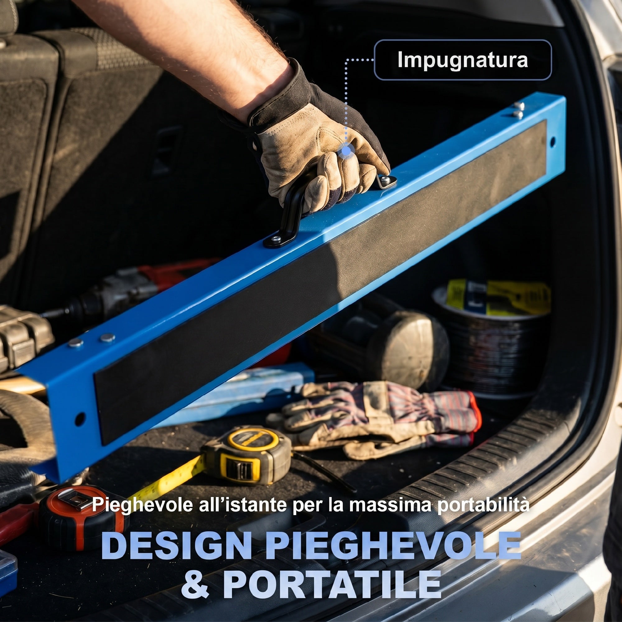 HOMCOM Set of 2 Folding Sawhorses with Non-Slip EVA Surface for Sawing, Blue and Black