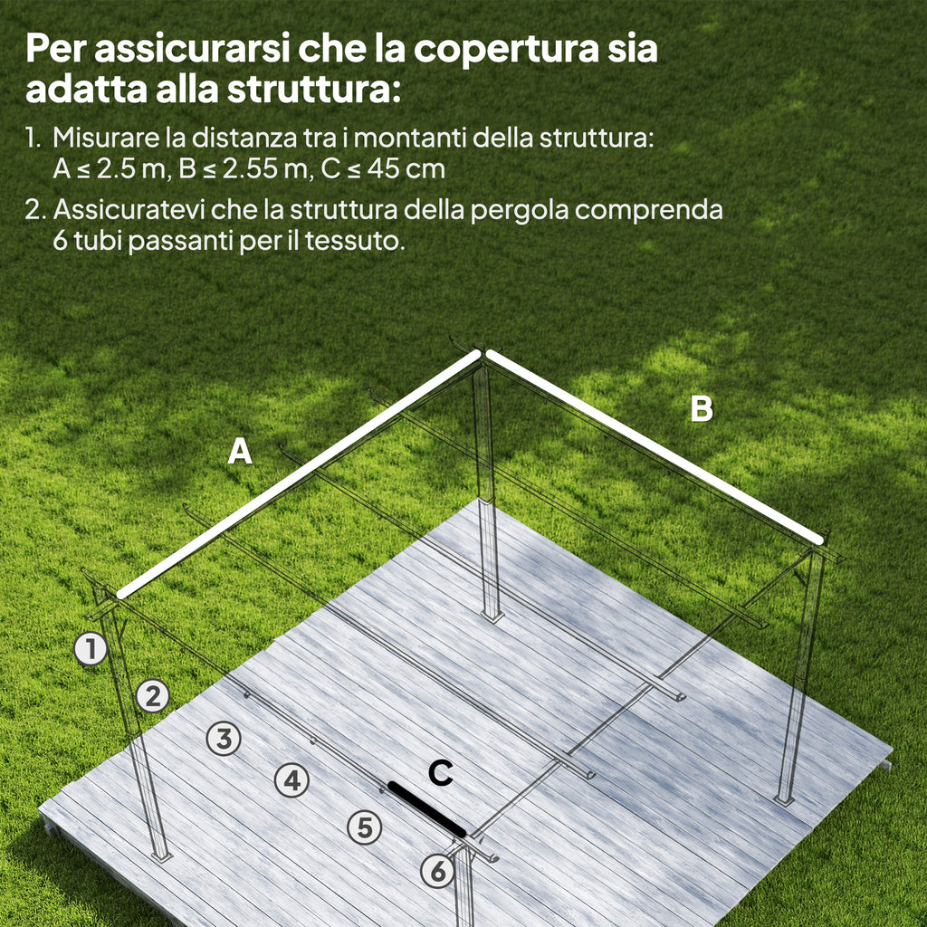 Outsunny Pergola Gazebo Roof with 10 Drainage Holes in Polyester, 250x255 cm, for 3x3m Pergola, Cream