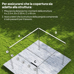 Outsunny Pergola Gazebo Roof with 10 Drainage Holes in Polyester, 250x255 cm, for 3x3m Pergola, Cream