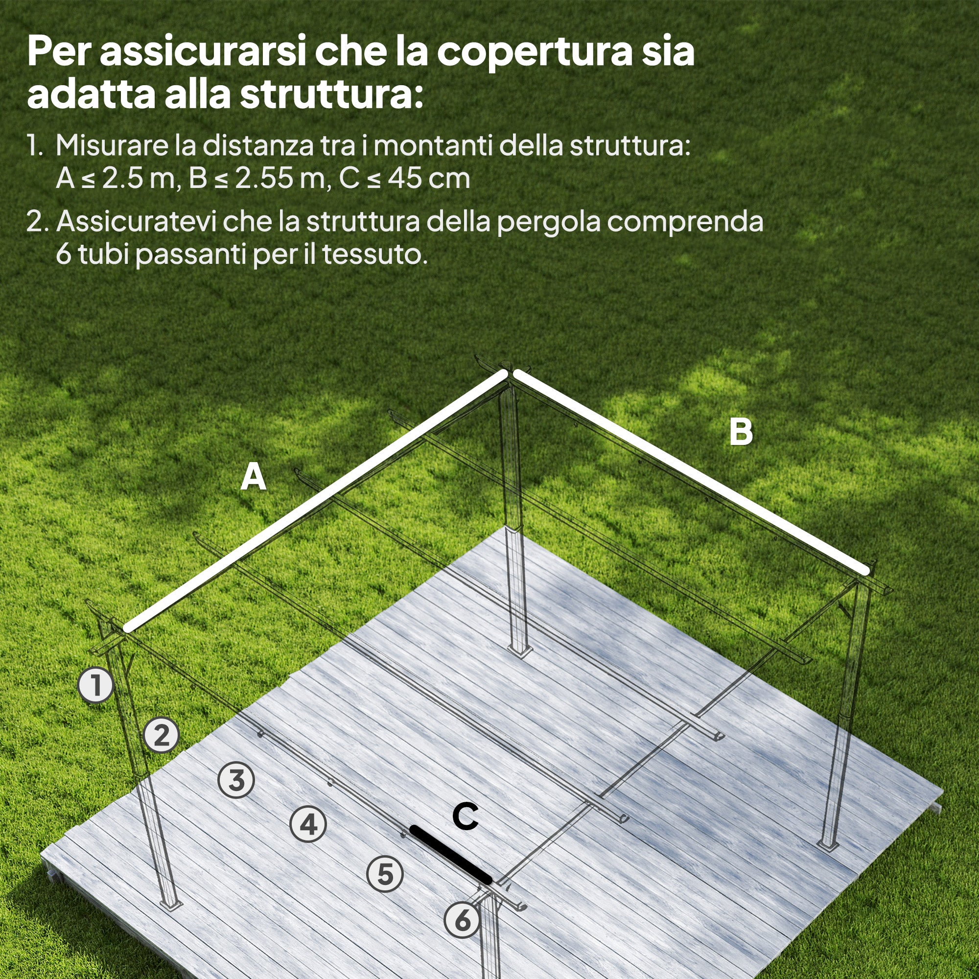 Outsunny Pergola Gazebo Roof with 10 Drainage Holes in Polyester, 250x255 cm, for 3x3m Pergola, Cream