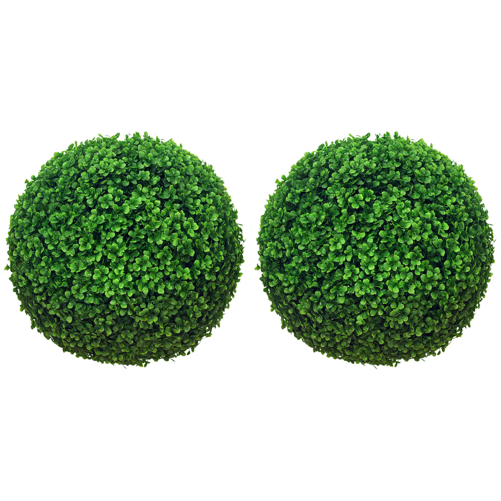 Set of 2 Artificial Boxwood Sphere Plants Ø40cm, Indoor and Outdoor Decoration, Green