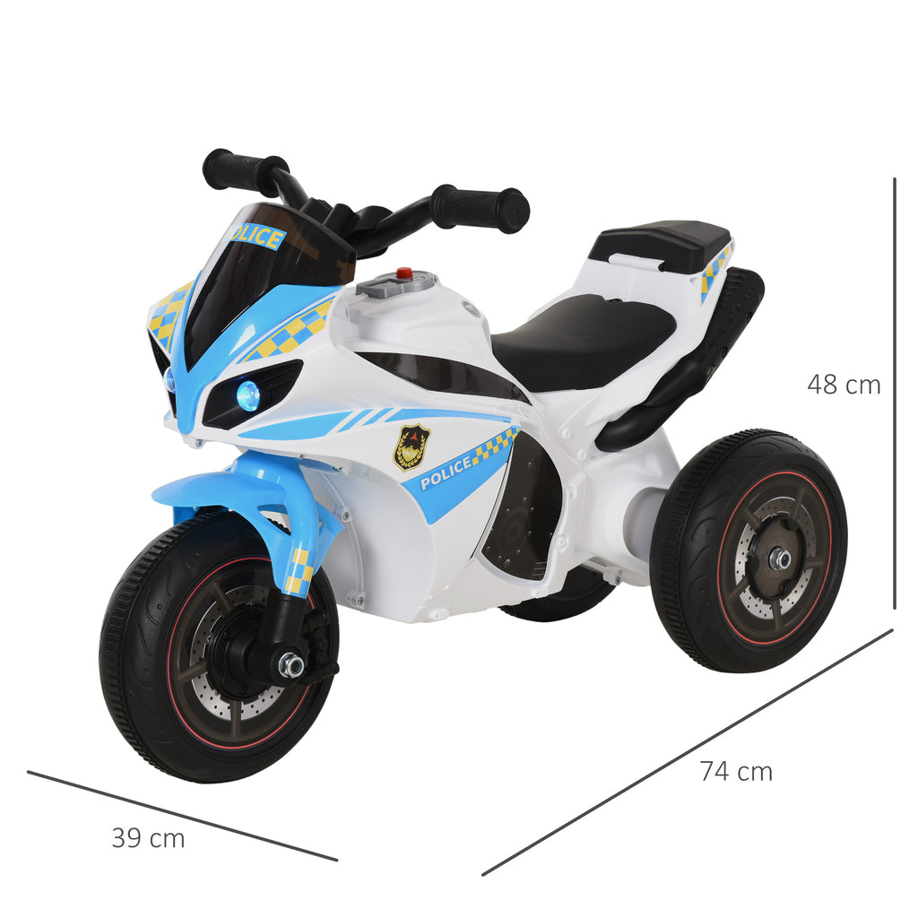 3-Wheeled Ride-On Toy Motorcycle for Kids 18-36 Months Police Style with Music and Headlights, Blue