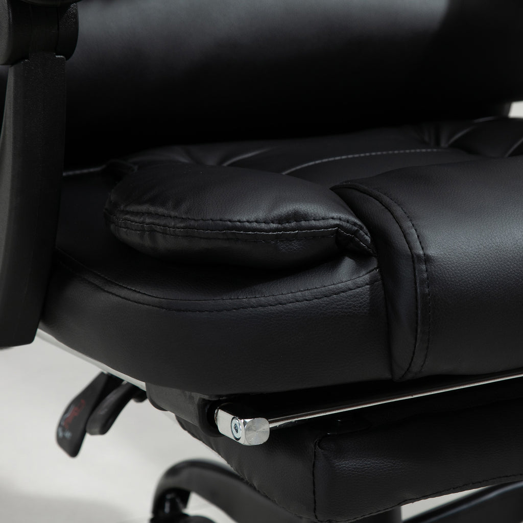 Office Chair with 7 Vibrating Points, Footrest and 155° Reclining Backrest, Black - Borgè