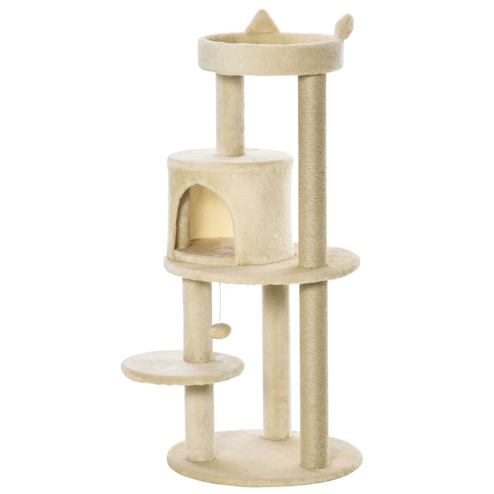 Cat Tree with Spacious Cat Bed and Platform, 104 cm, Cream White