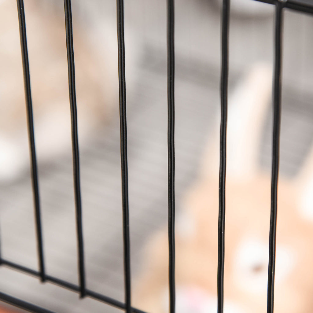 Rabbit and Small Animal Cage, 22 Modular Metal Panels with Door, Black, 105 x 70 x 45cm
