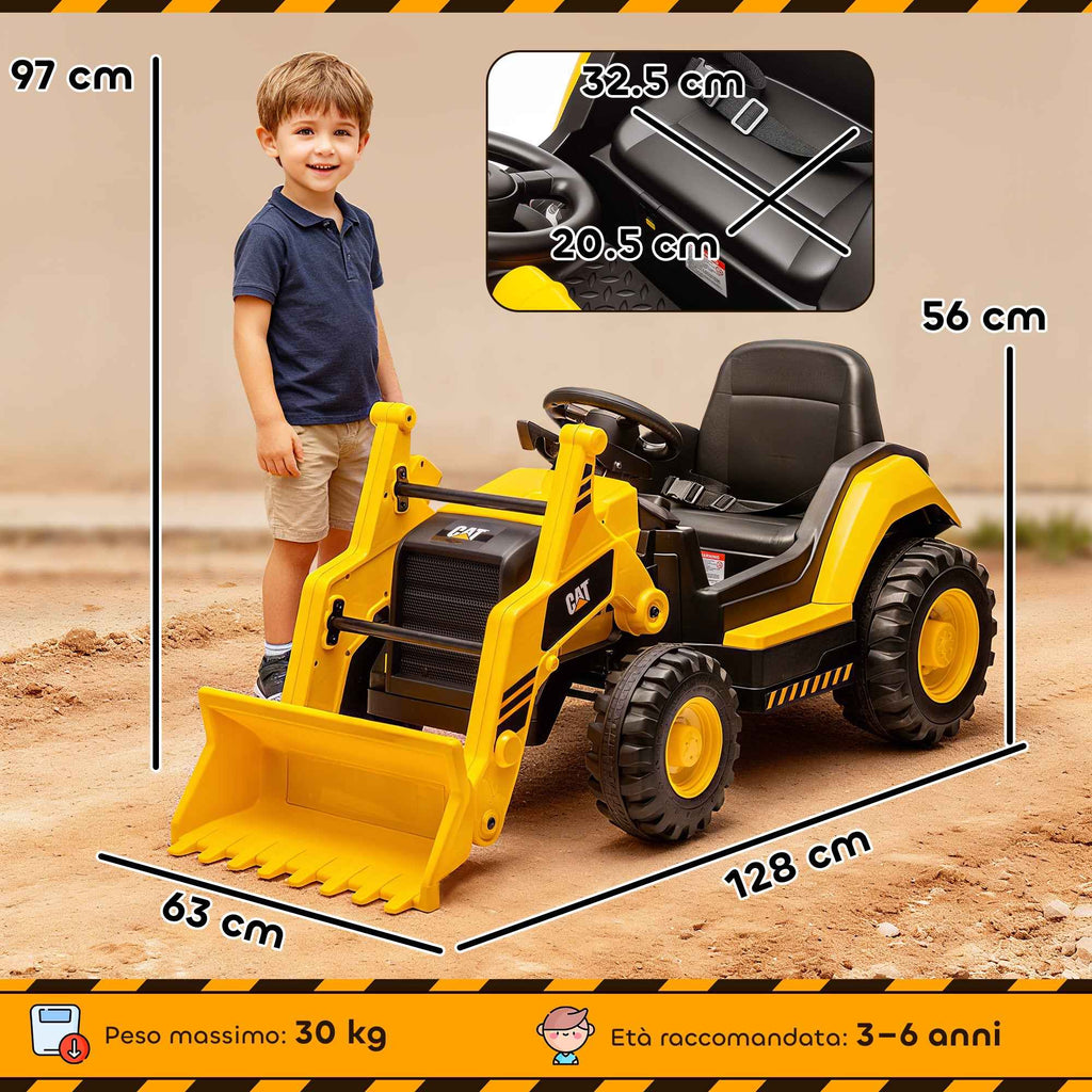 AIYAPLAY Electric Bulldozer for Kids Ages 3-6, Official Caterpillar Brand, 12V with Remote Control, Yellow