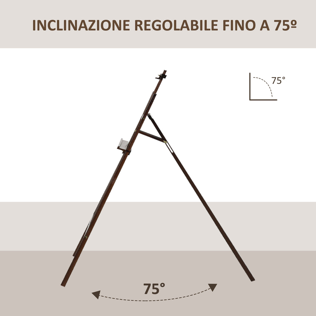 Painting Easel, 135cm Tripod Easel for Canvas Painting, Adjustable Pine Wood Easel, Portable and Foldable with Brush for Studio, Artists and Painters, Coffee
