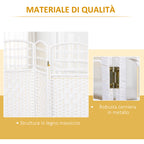 4-Panel Folding Screen for Indoors, Freestanding and Woven, 160x170 cm, White