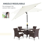 Rectangular Umbrella 2x3 m Foldable and Adjustable with Crank, in Aluminum and Polyester, Cream White