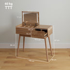 Wooden Dressing Table with LED Mirror and Storage, 100x40x87 cm
