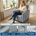 Folding Convertible Sofa Bed with Adjustable Backrest and Cushion, Grey