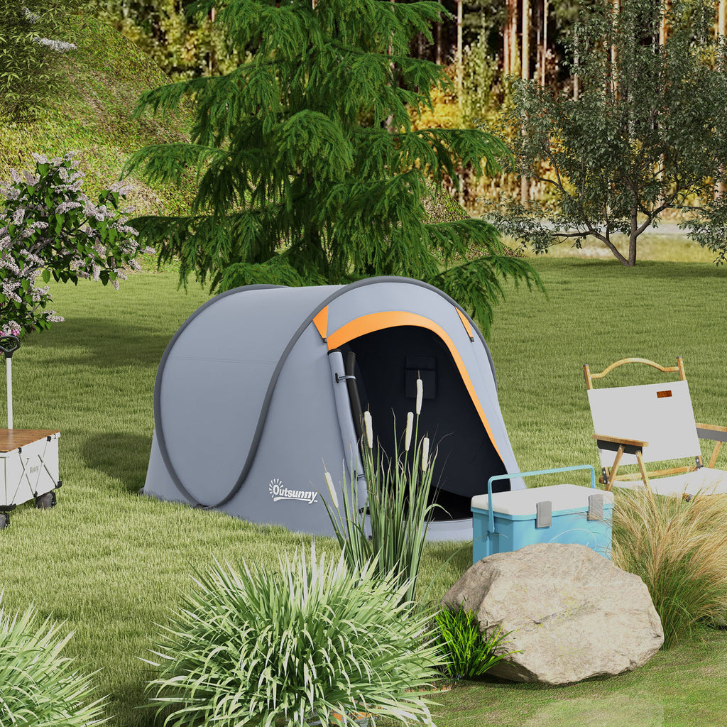 Waterproof Pop Up Camping Tent with Accessories and Transport Bag, 245x148x105 cm, Grey
