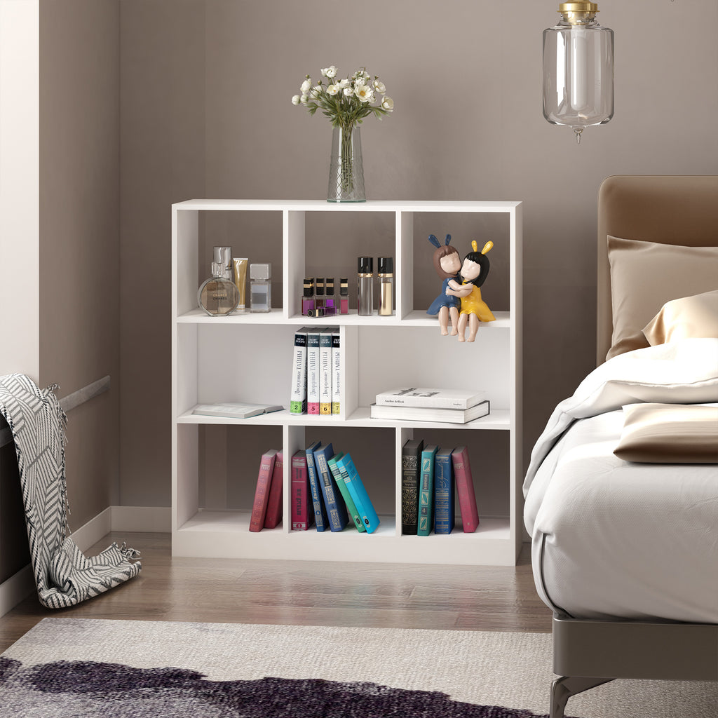 HOMCOM Mobile Bookcase with 3 Levels and 8 Total Shelves, in MDF, 97.5x30x100 cm, White - Borgè