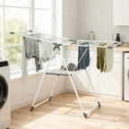 HOMCOM 2-Tier Clothes Airer, Adjustable to 4 Heights, Metal and Plastic, 156.5 x 61.5 x 97 cm, White