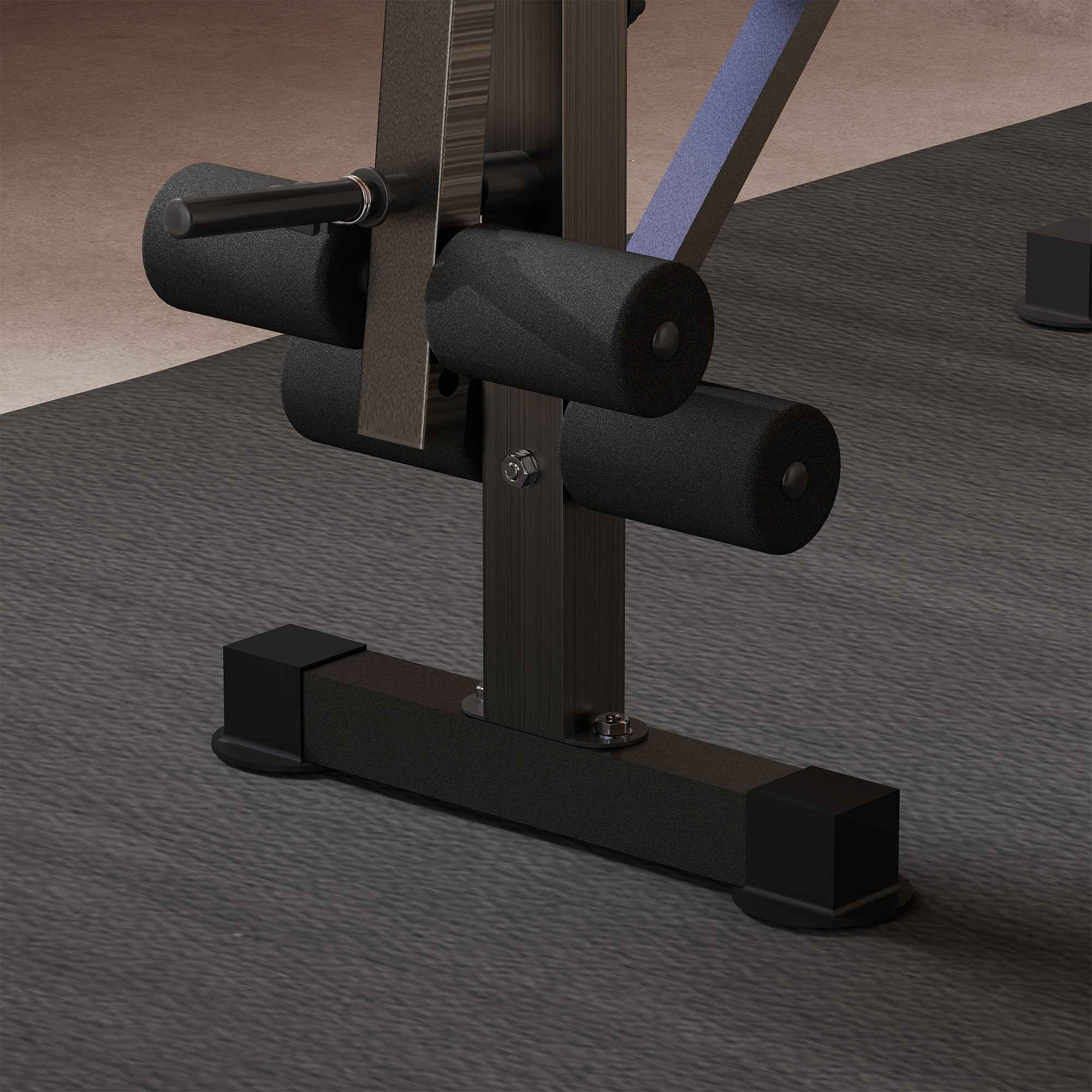 Multipurpose Bench with Barbell Support and Adjustable Backrest, Steel and Plastic, 175x139x127 cm, Black and Blue