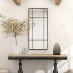 Window Style Wall Mirror with Vertical and Horizontal Mounting, 110x50cm, Black