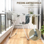 HOMCOM 2-Tier Clothes Airer, Adjustable to 4 Heights, Metal and Plastic, 156.5 x 61.5 x 97 cm, White
