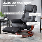 Manually Reclining Relaxing Chair up to 145° with Footrest and Faux Leather Upholstery, Black