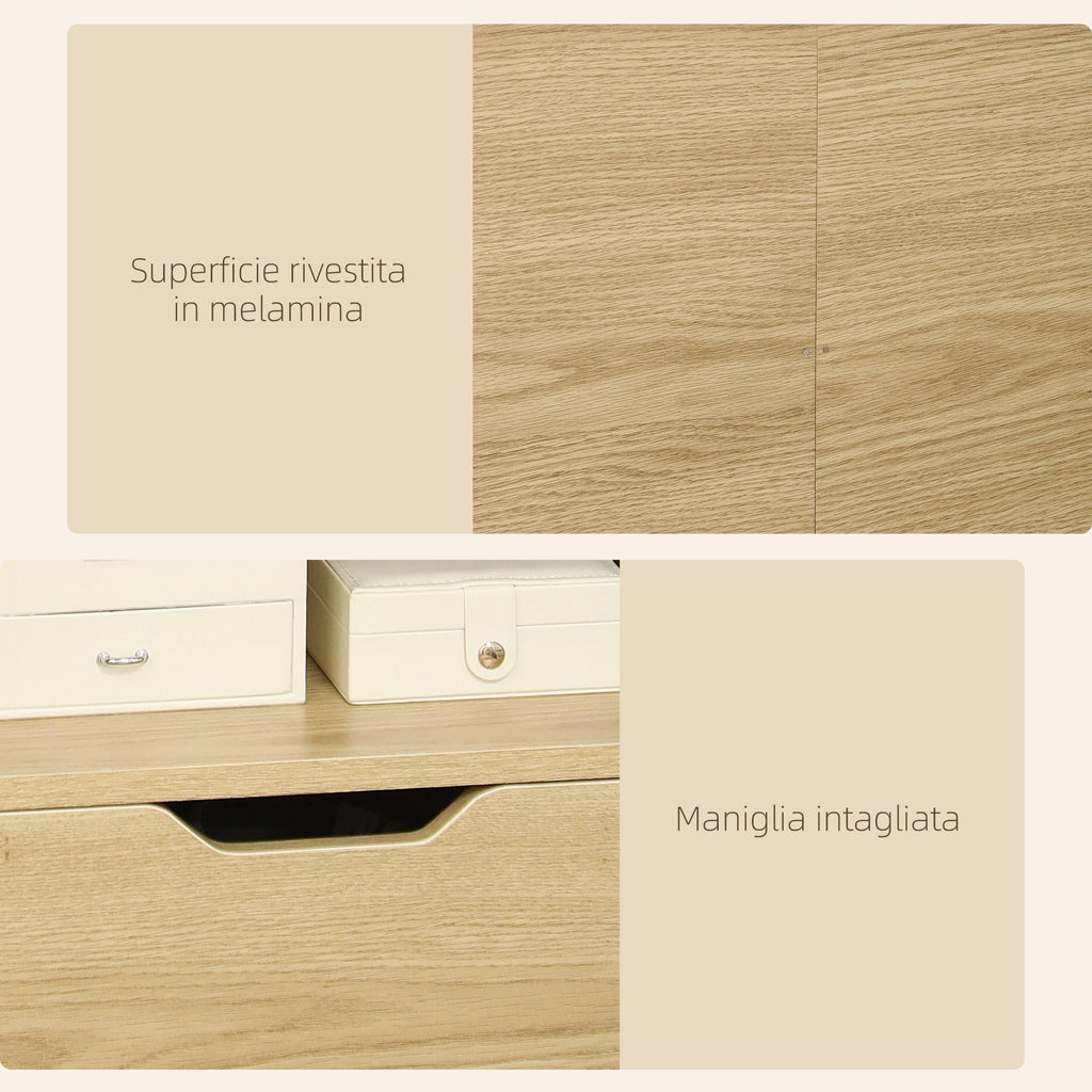 Bedside Table with 2 Open Shelves and Drawer in Chipboard for Bedroom and Living Room, 45x35x73 cm