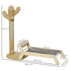 Cat Hammock with Cactus Design 2 in 1 Cat Scratching Post for Indoor, 88.5x31.5x76.5 cm