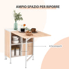 Homcom Multipurpose Table Folding Design With 4 Discartments 169 × 60 × 75cm - Borgè