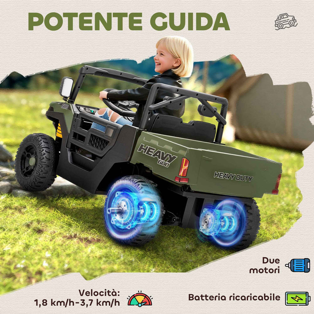 AIYAPLAY 12V Electric Ride-On Toy Car for Kids with Remote Control, Suspension, Trunk, and Music, Ages 3-8, Green