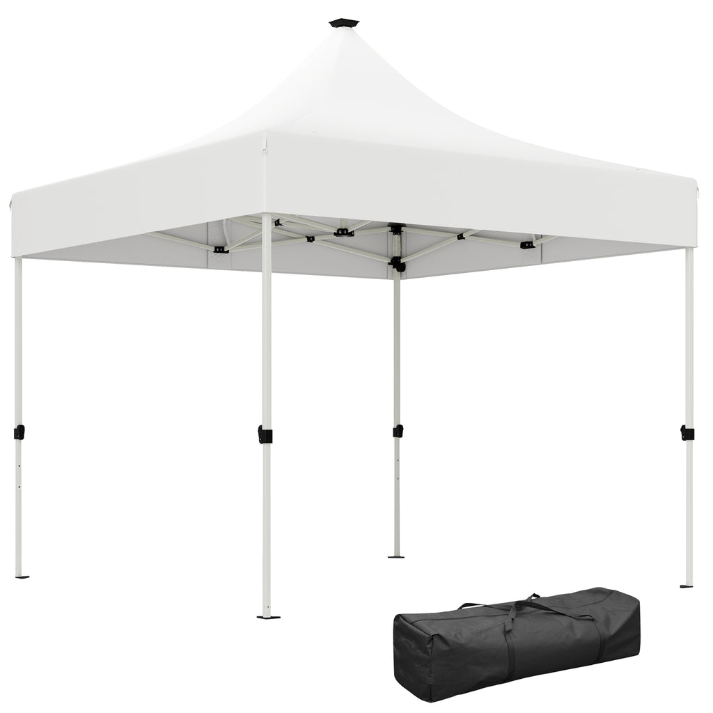 Pop Up Garden Gazebo 3x3 m with Adjustable Height with Solar LED Lights, in Oxford Fabric and Metal, White