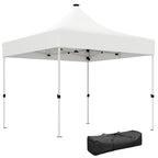 Pop Up Garden Gazebo 3x3 m with Adjustable Height with Solar LED Lights, in Oxford Fabric and Metal, White