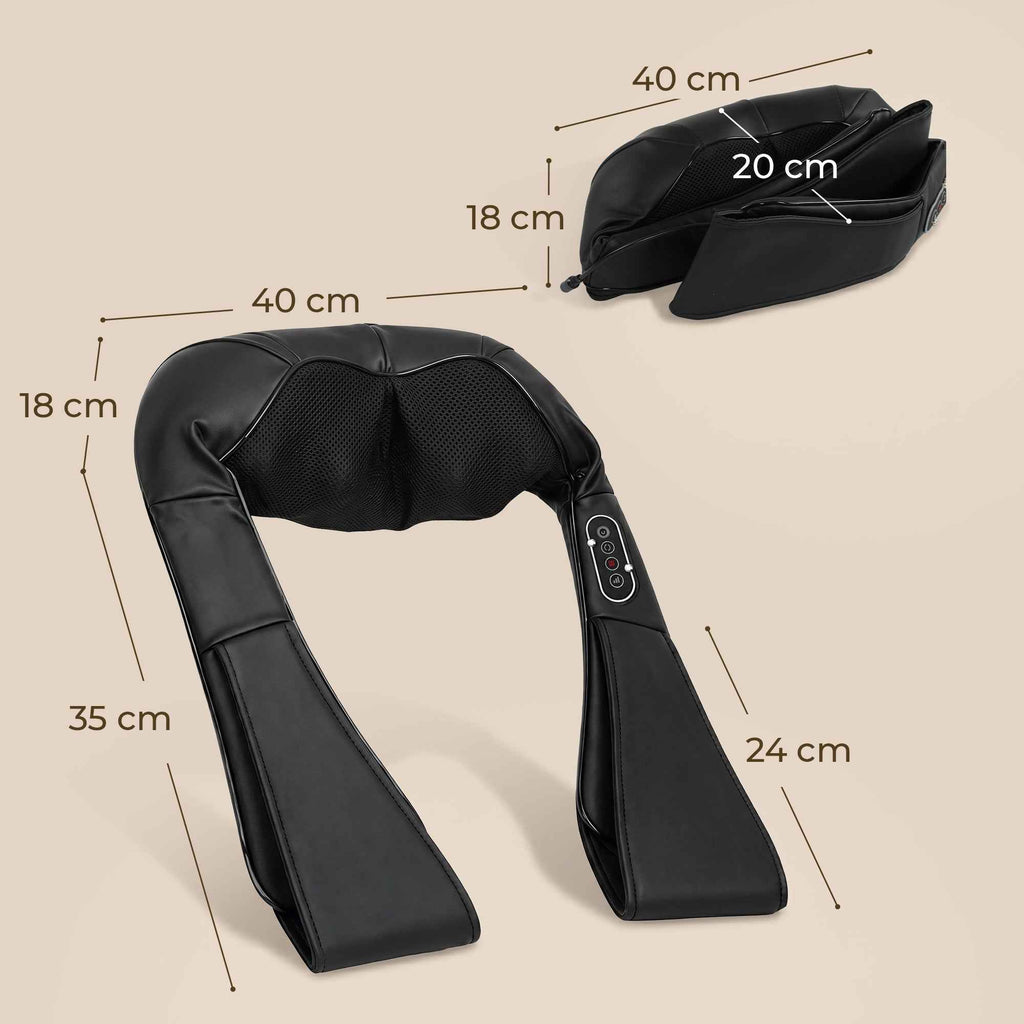 HOMCOM Heated Neck Massager for Back, Neck and Shoulders, Automatic Direction Change, Black