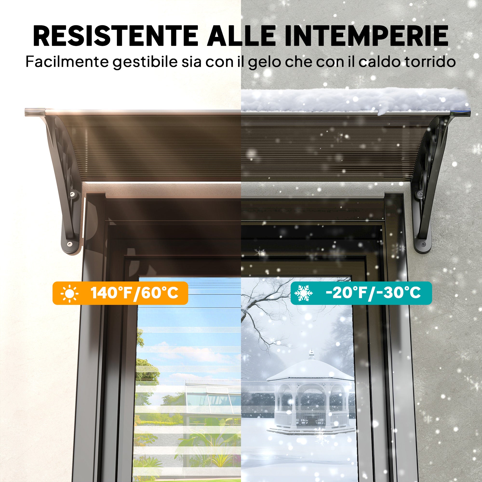 Outsunny Waterproof and Anti-UV Outdoor Canopy, in PC, PP and Aluminum, 75x100x23 cm, Brown and Black