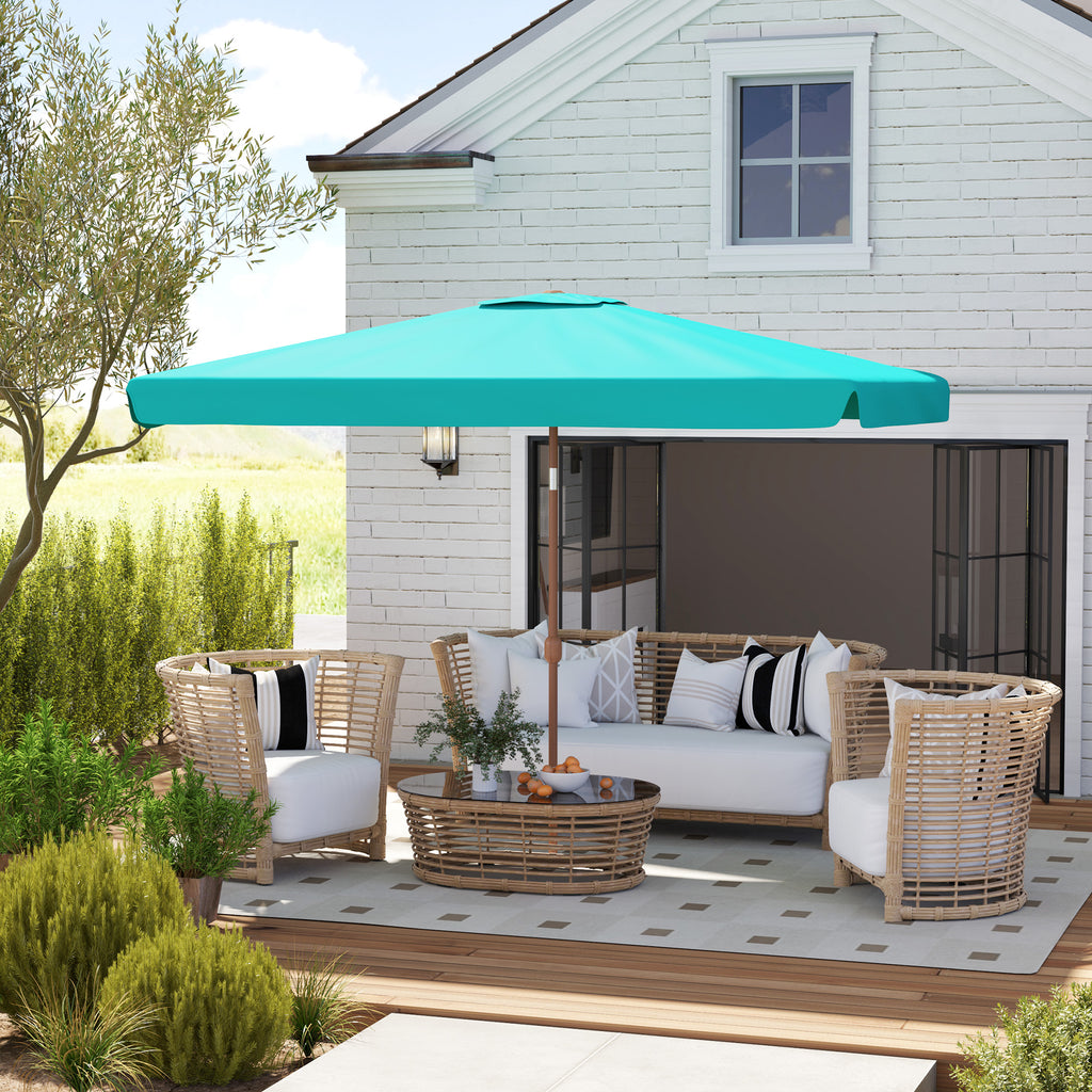 Garden Umbrella 2x3 m with Crank Opening, Tilting and Anti UV 50+, Turquoise