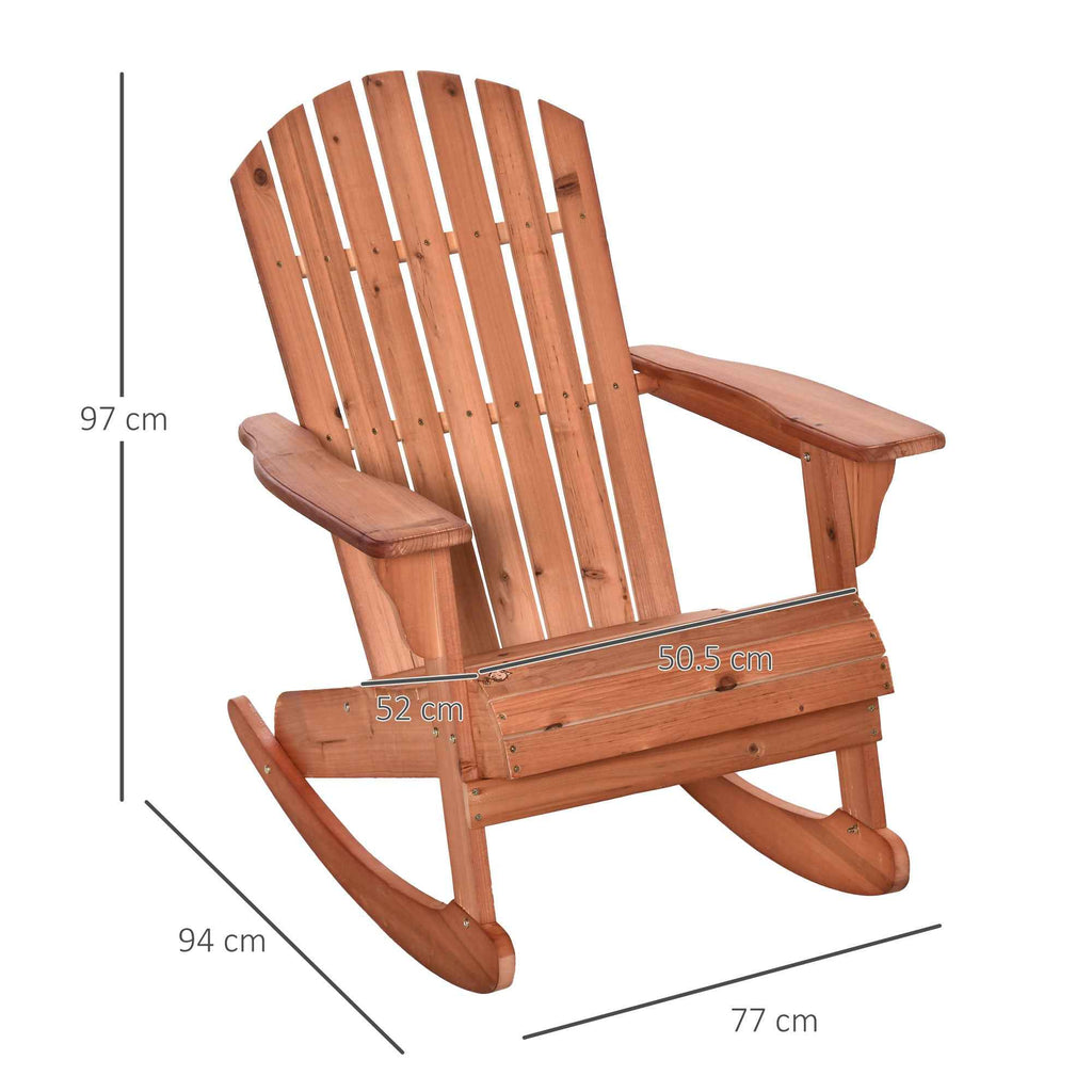 Outsunny Wooden Adirondack Chair, Waterproof Garden and Outdoor Rocking Chair, 77x94x97cm Teak
