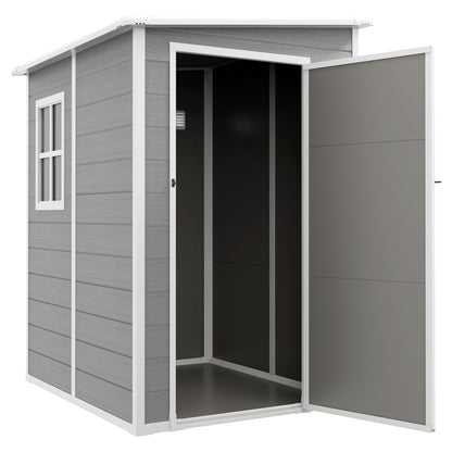 Outsunny Garden Shed with Window and Double Door, in Aluminum and PP, 122x149x192 cm, Gray - Borgè